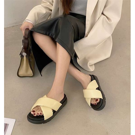 Dép xỏ ngón đế dày dép nữ bánh mì đáy dày dép thời trang nữ