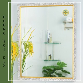 Gương Soi Khung Gỗ Viền Vân Đá Trắng GS118 50x65cm
