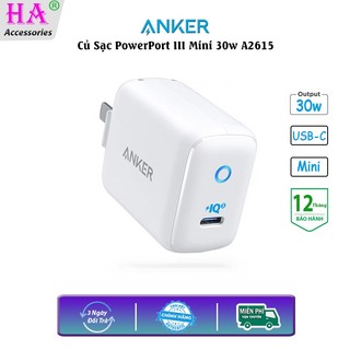 Củ sạc anker powerport mini iii a2615 công suất 30w sạc nhanh pd qc