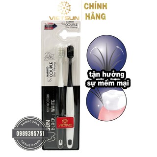 Combo 2 bàn chải đánh răng Couple Vietsun Black & White cao cấp - lông siêu mềm