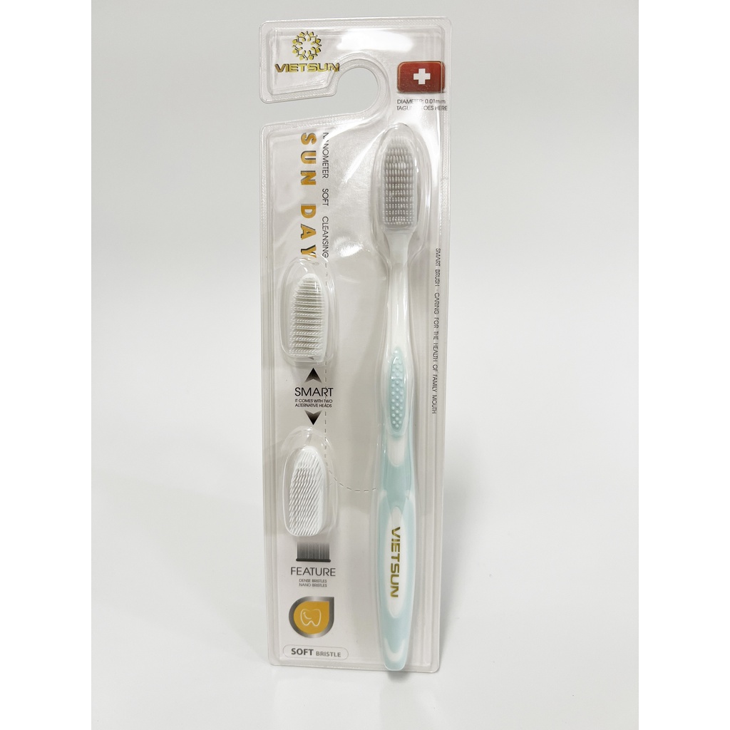 Bàn chải đánh răng cao cấp Vietsun Sunday - 3 đầu thay thế