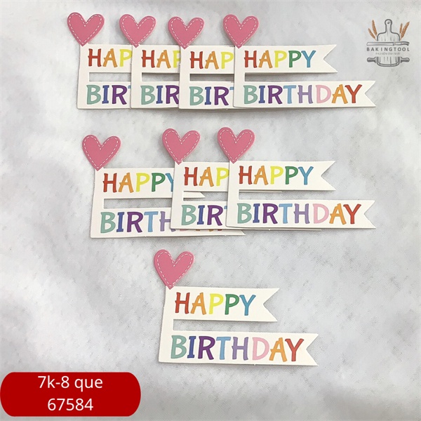 set que giấy cờ hpbd tim hồng - 8que