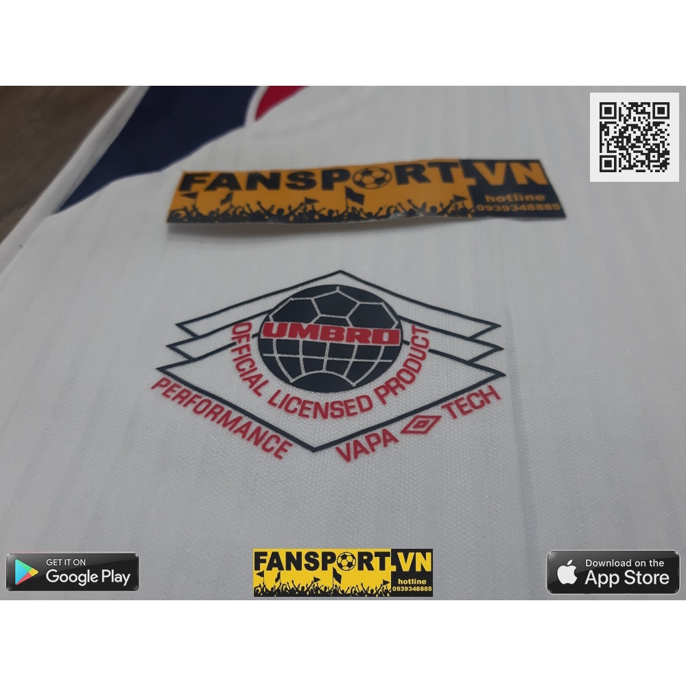 Áo đấu bóng đá Anh England 1997-1998-1999 home shirt jersey white umbro retro size M