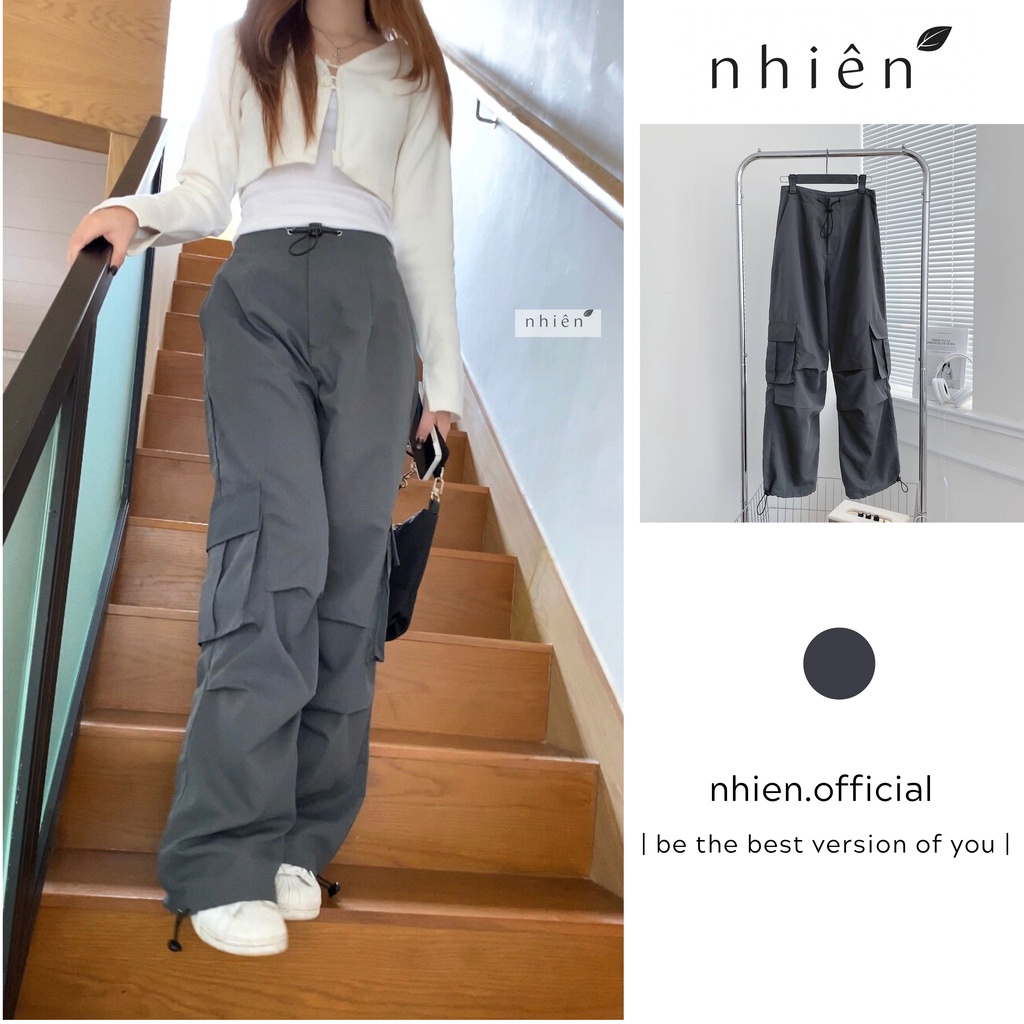 Quần cargo pants nữ - quần túi hộp dây rút eo nhiennhienvintage BQ137