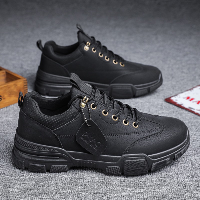 Giày sneaker basic màu đen đế đen thời trang nam - 0807