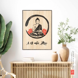 Tranh phật giáo san-tr31: tranh gỗ trang trí phật bổn sư thích ca mâu ni phật