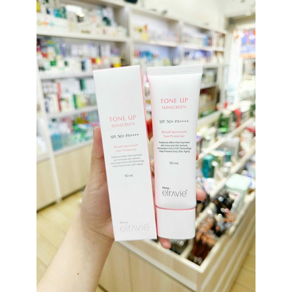 Kem chống nắng quang phổ rộng nâng tông dưỡng trắng da Elravie -50ml
