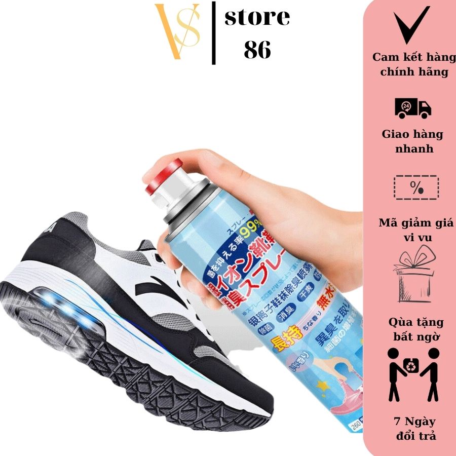 Xịt Khử Mùi Hôi, Khử Khuẩn Giày Dép, Làm Thơm Tủ Giày Công Nghệ Nano Bạc VS STORE