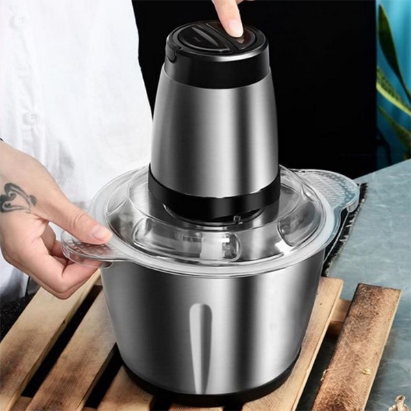 Máy Xay Thịt - Máy Xay Đa Năng Cối 2L inox Cầm Tay 2 Chế Độ 4 Lưỡi Dao Siêu Bền