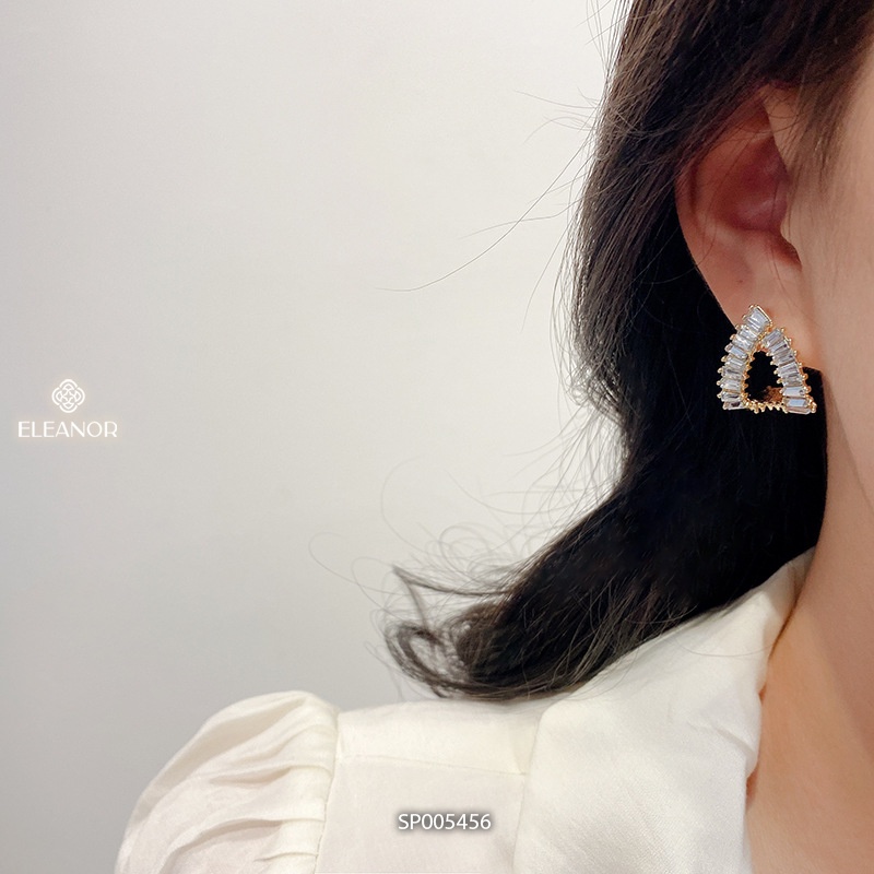 Bông tai nữ chuôi bạc 925 Eleanor Accessories hình tam giác đính đá phụ kiện trang sức 5456
