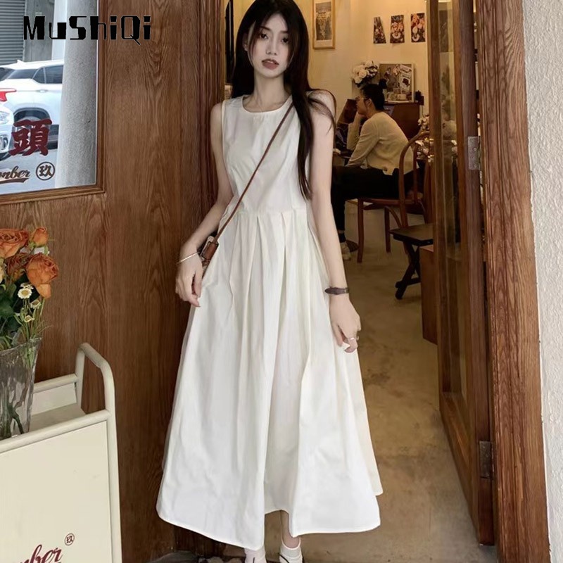 Đầm Dài Không Tay Ôm Eo Phong Cách Pháp Thời Trang Mới Cho Nữ