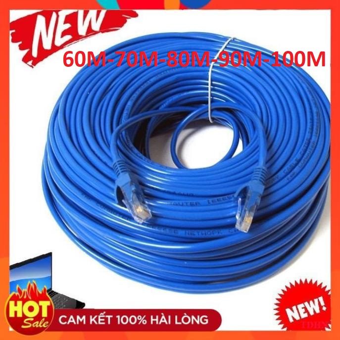 [Hãng] Dây Cáp Mạng cat6 bấm sẵn 2 đầu Sợi To dài 100m 80m 70m 60m cho máy tính laptop wifi chính hãng