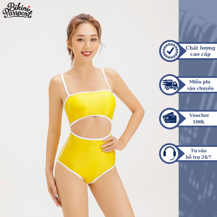 Đồ bơi Nữ BIKINI PASSPORT kiểu Một mảnh áo ống cách điệu - màu Vàng - BS416_YL