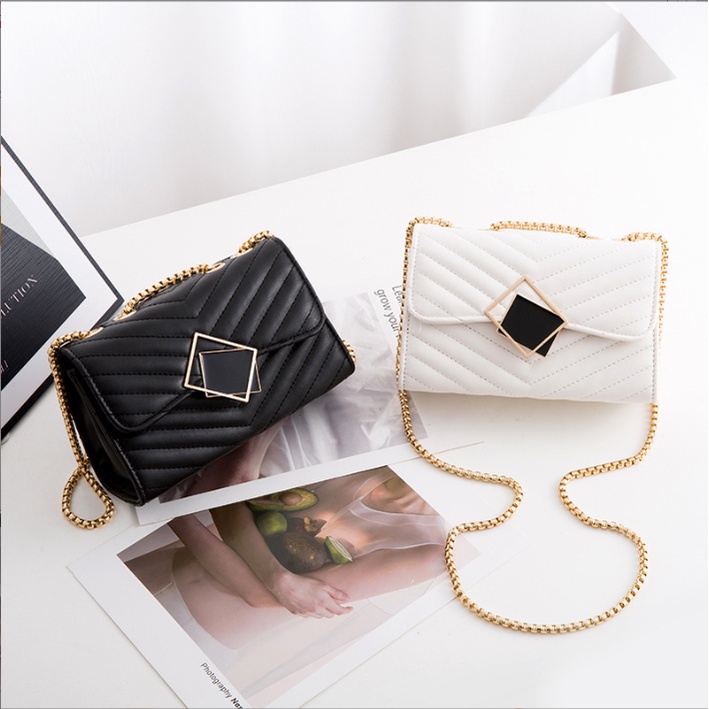 Túi xách nữ khóa gương dây xích vàng kiểu Nhật cực đẹp Capucha T285