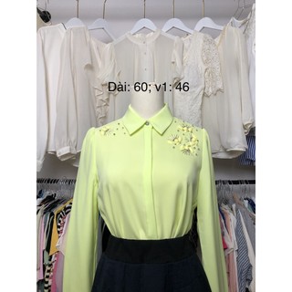 Áo sơ mi si tuyển 2hand màu vàng neon đính đá