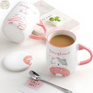 Cốc sứ có nắp đậy, Ly sứ, Quà lưu niệm, cute họa tiết hoạt hình dễ thương