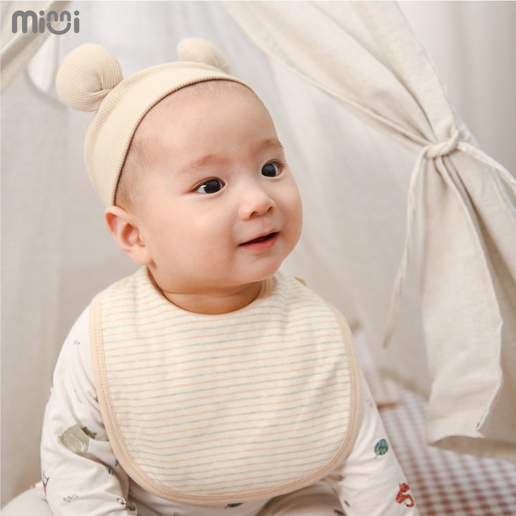 Yếm sơ sinh cho bé Ualarogo set 2 chiếc vải sợi Organic Cotton mềm mịn thoáng khí co giãn cúc bấm 9511