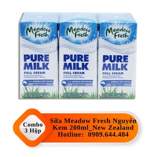 Lốc 3 Hộp Sữa Tươi Tiệt Trùng Nguyên Kem Meadow Fresh 200ml / Hộp