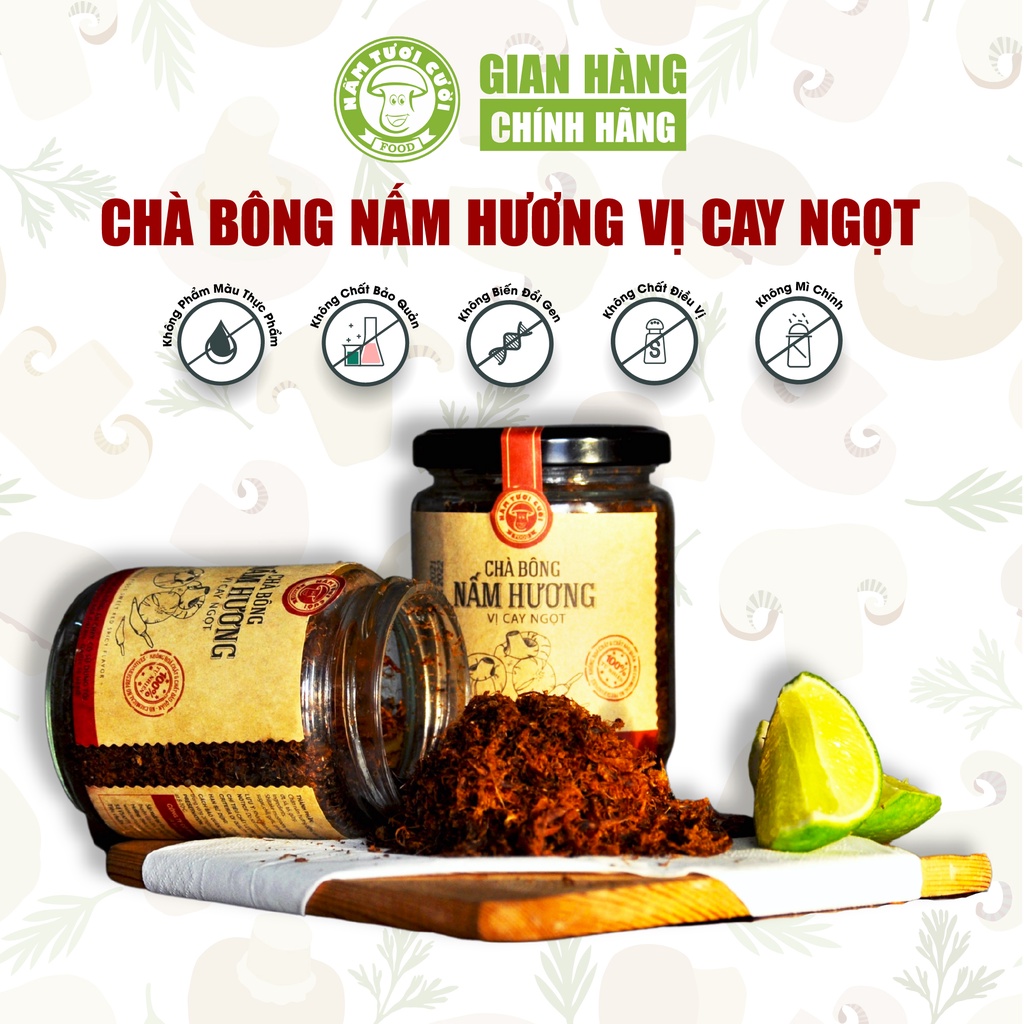 Chà Bông Nấm Chay Vi Cay Ngọt 100g/200g - Nấm Tươi Cười