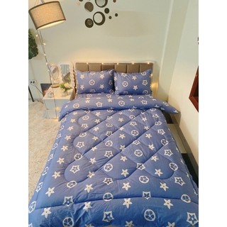 Bộ chăn ga gối cotton poly chăn Trần bông phao siêu nhẹ drap bo chun theo kích thước giường mềm phao bông tấm