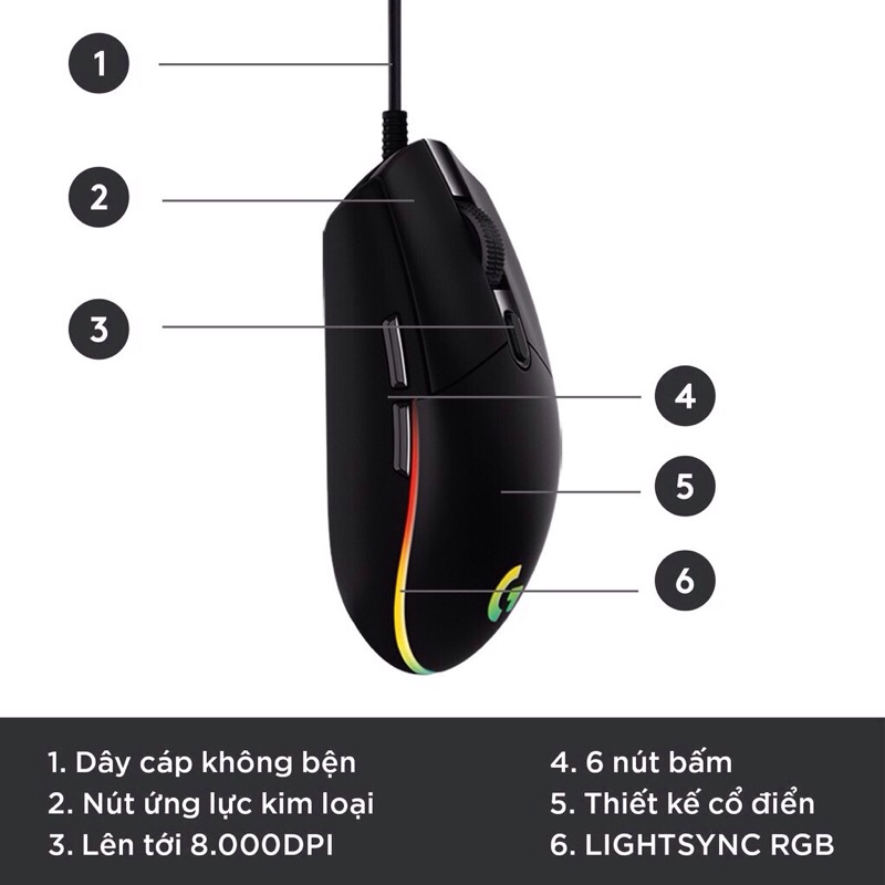 Chuột Logitech G102 gaming chuột chơi game có dây G102 Led đổi màu RGB 8000DPI - Hàng NK, kiểu dáng trẻ trung, năng động