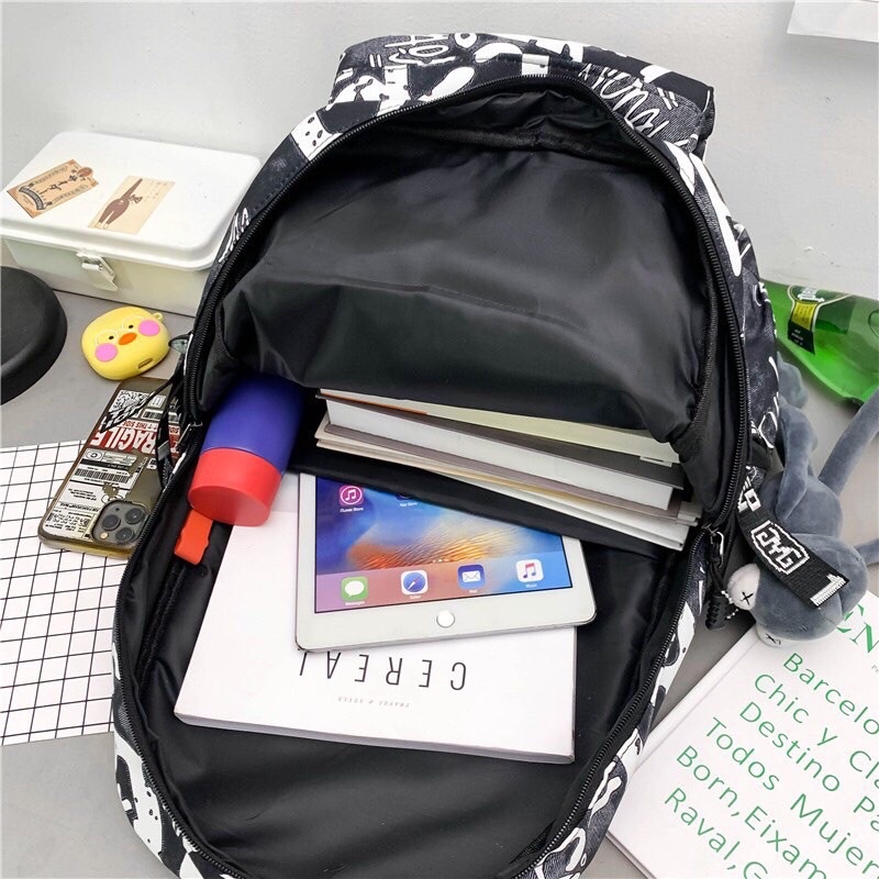 Balo Quảng Châu Phong Cách Graffity Độc Đáo Chất Vải Chống Thấm  | Balo Đi Học Bánh Mì Store