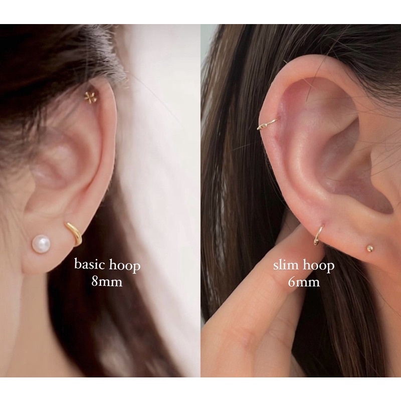 Khuyên tai bạc INS khoen tròn SLIM HOOP thiết kế mảnh đơn giản cá tính / GIÁ 1 CHIẾC