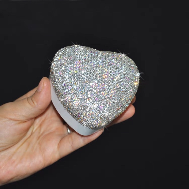 Hộp đựng nhẫn hình trái tim có đèn Led - hộp đựng nhẫn đôi có đính đá lấp lánh bling bling - HÀNG CAO CẤP