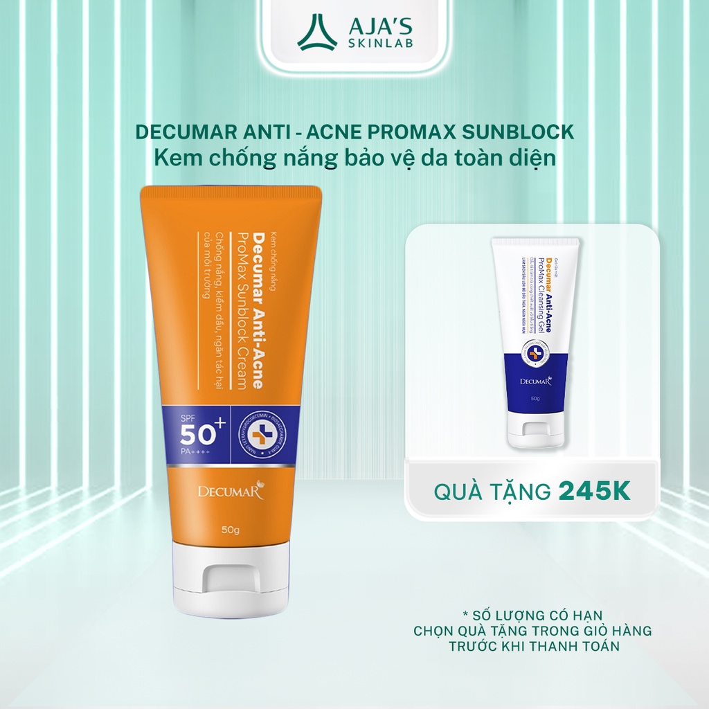  Kem chống nắng Decumar Anti-Acne Promax Sunblock SPF Cream SPF50+ - AJA'S SKINLAB