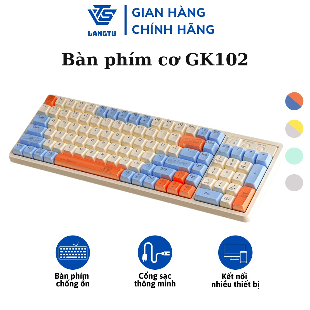 Bàn Phím Cơ Hotswap Không Dây GK102 LANGTU Ban Phim Máy Tính Văn Phòng Có Đèn Led LT09
