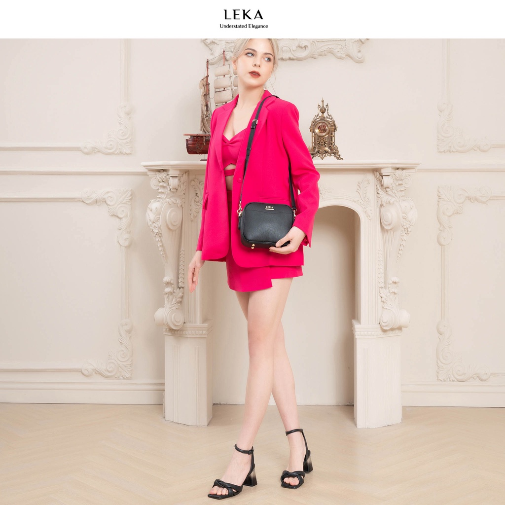 Túi đeo chéo nữ da bò thật LEKA - Dáng công sở, đi chơi - Túi GAIA Camera 19.5