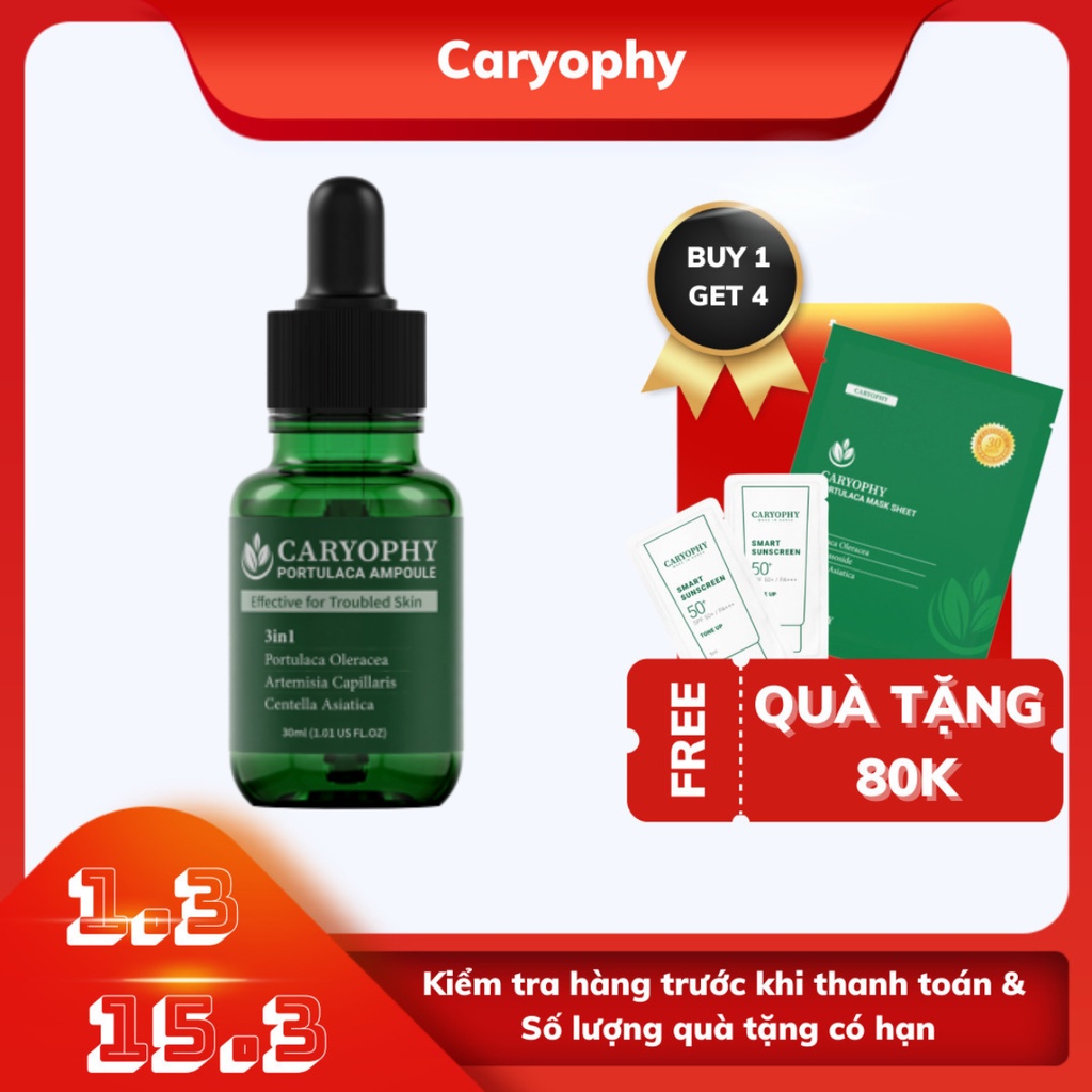 Serum cho da dầu mụn ngăn ngừa mụn ẩn, mụn bọc, mụn trứng cá, các loại mụn và thâm Caryophy Hàn Quốc 30ml