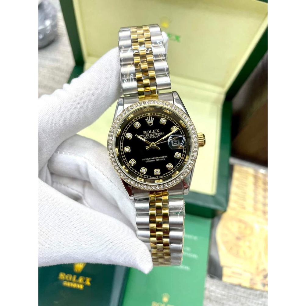 Đồng hồ thời trang nam Rolex dây thép đúc đặc , viền băm màu cafe Limited , size 41mm