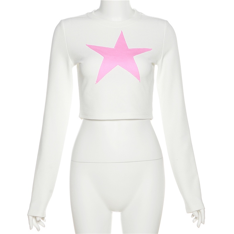 Weird Puss Áo Thun Tay Dài Hở Rốn Dáng Ôm Màu Sắc Tương Phản Phong Cách retro Dành Cho Nữ