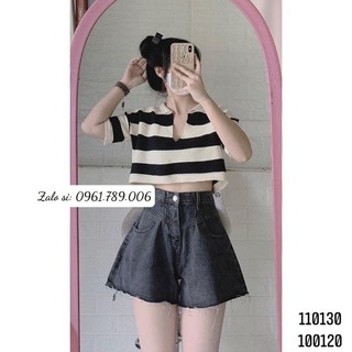 Áo croptop cổ bẻ xẻ v trơn