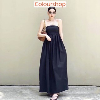 Đầm maxi 2 dây khoét lưng bo thun nhiều màu