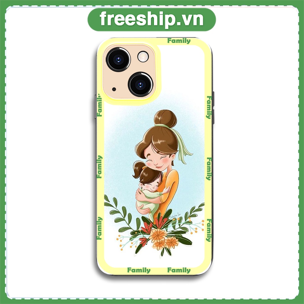 Ốp lưng iphone cạnh vuông hình gia đình Family Mẹ ôm con gái 6splus/7/7plus/8/8plus/x/xs/11/12/13/pro/max/14promax