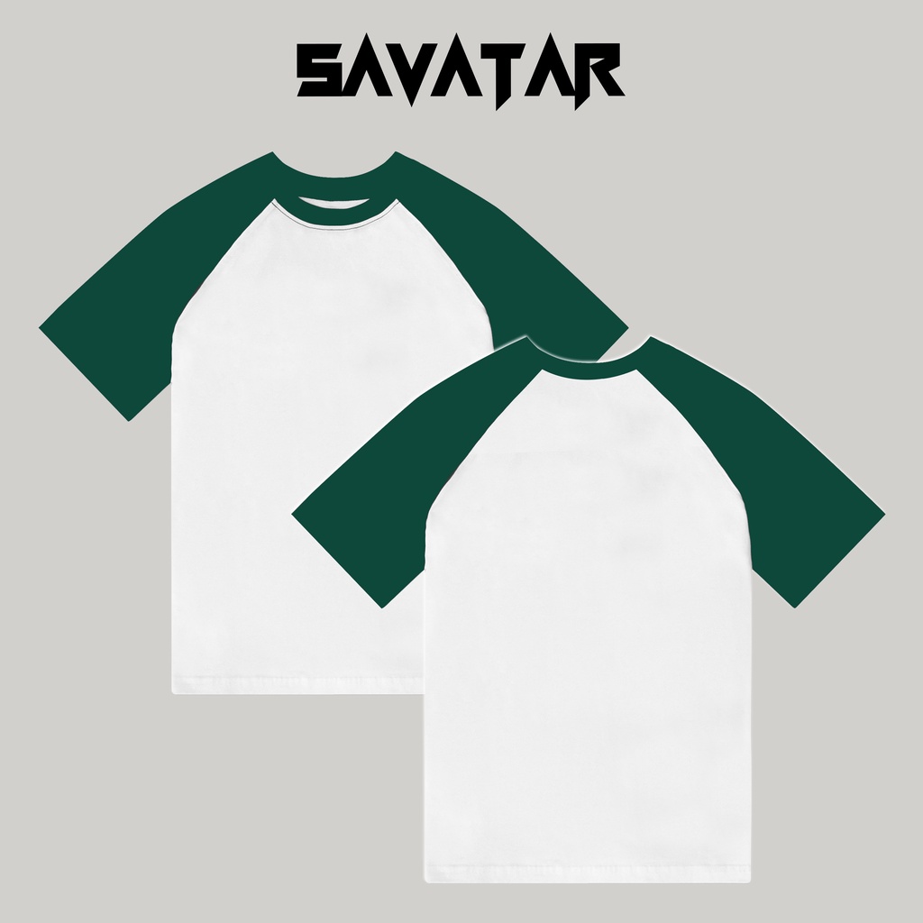 Áo thun raglan cotton hai màu cổ tròn unisex streetstyle tay lỡ nam nữ oversize trơn in theo yêu cầu