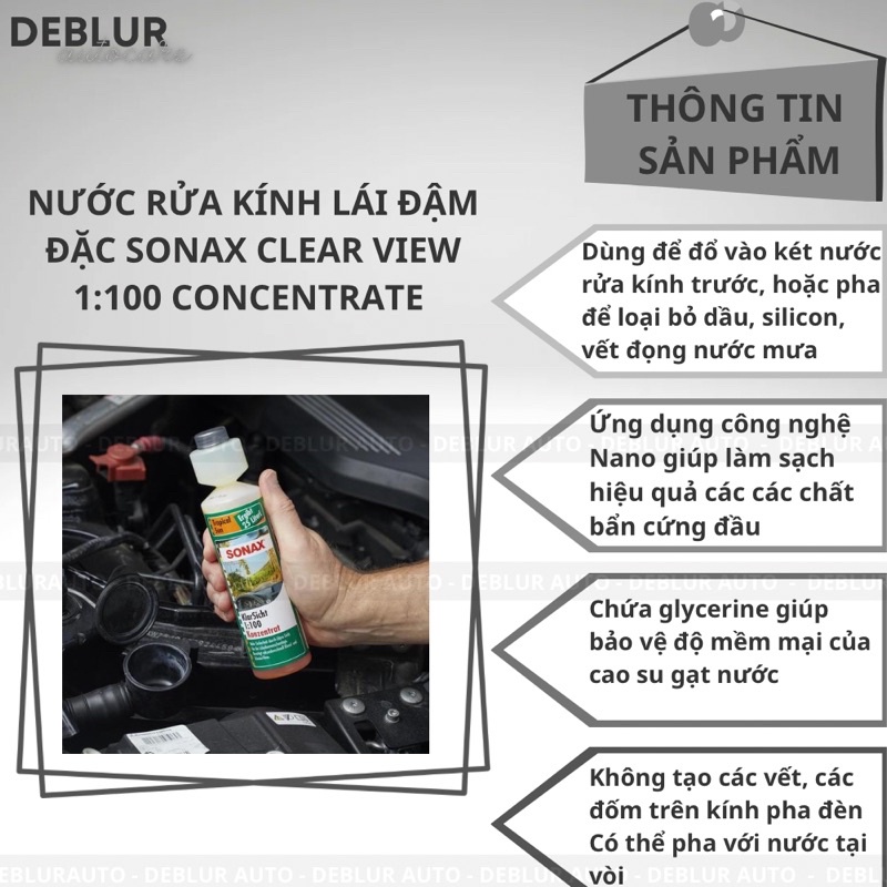Nước rửa kính lái đậm đặc Sonax Clear View 1:100 Concentrate 250ml 371141