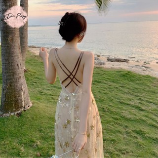 sẵn 🌸 Đầm đi biển lấp lánh ánh kim hở lưng quyến rũ - maxi đi biển | 𝑫𝒓𝒆𝒔𝒔 𝒃𝒚 𝑫𝒆 𝑷𝒐𝒔𝒚