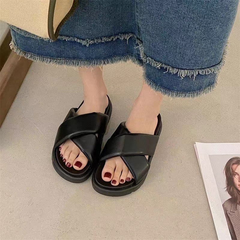 Dép xỏ ngón đế dày dép nữ bánh mì đáy dày dép thời trang nữ