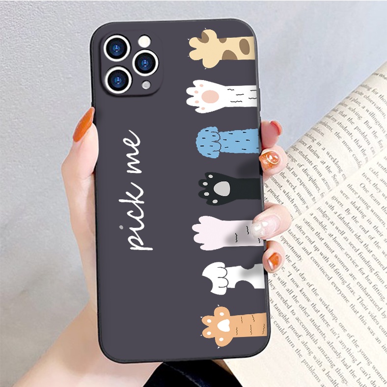 Ốp điện thoại tpu mềm dáng vuông những bàn chân mèo so cool cho iPhone 11 12 13 PRO MAX MINI X XR XS MAX 7 8 plus