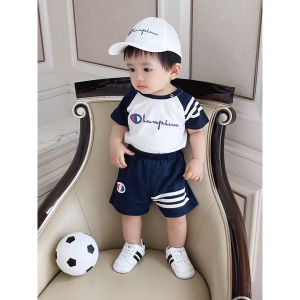 Bộ cộc tay bé trai Champion chất Tici mềm đẹp 7-25kg