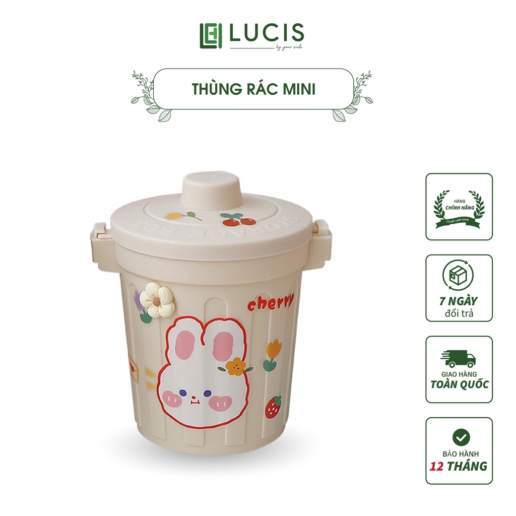 Thùng rác mini để bàn học sinh bàn văn phòng có nắp đựng đồ mini nhỏ dễ thương sáng tạo LUCIS