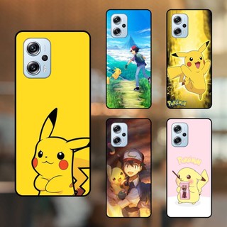 Ốp lưng điện thoại Poco X4 GT viền đen Pikachu Pokemon