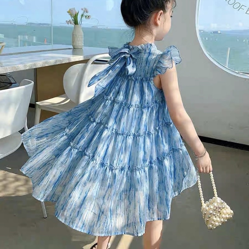 Váy Đầm Công Chúa Mùa Hè Cho Bé Gái chất lụa Hàn , Váy bé gái  dáng babydoll