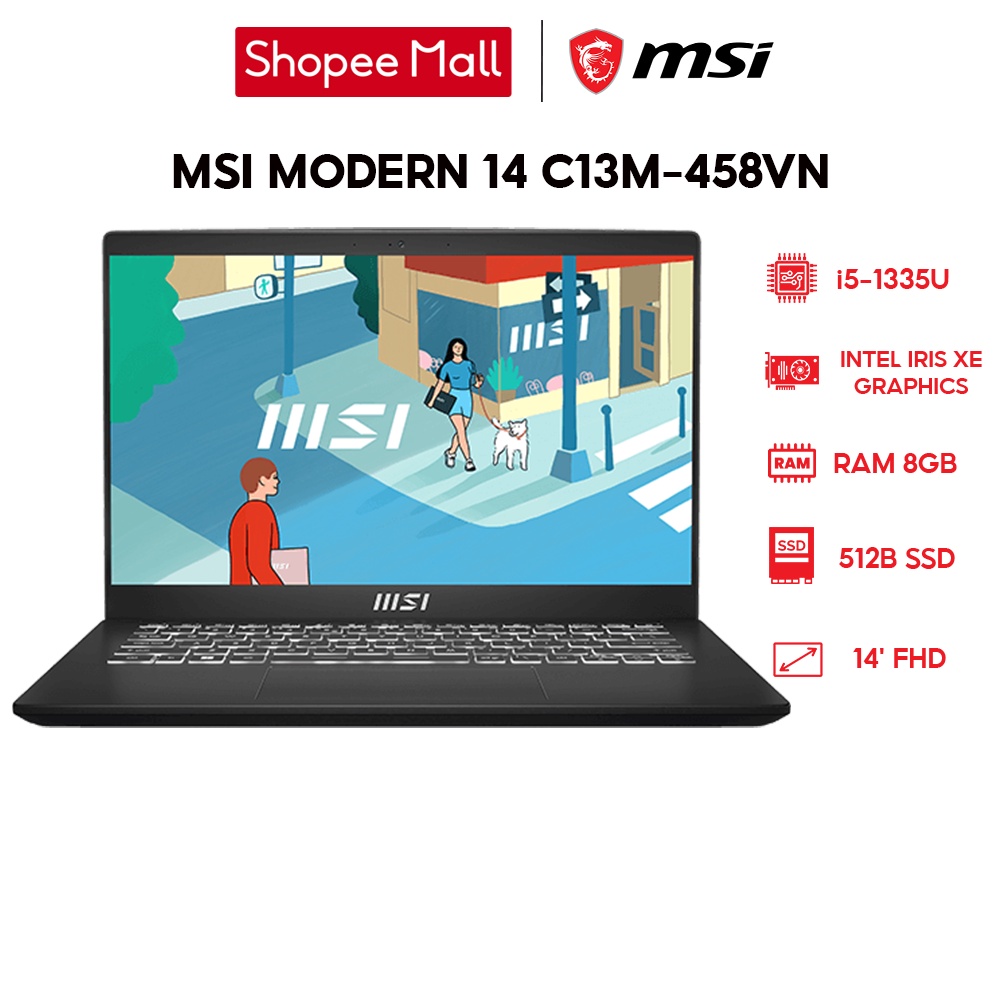 Laptop MSI Modern 14 C13M-458VN i5-1335U | 8GB | 512GB |14' FHD | Win 11