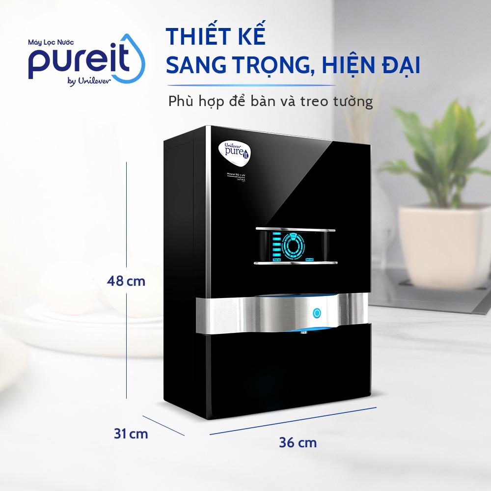 [COMBO TIẾT KIỆM] Máy Lọc Nước Pureit Ultima Đen + Lõi lọc thô + Bộ lọc thay thế Pureit Ultima 1 (GKK1)