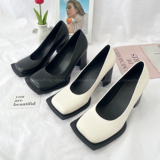 Giày cao gót mũi vuông thời trang PongShoes - FULL_BOX - Mã 1480