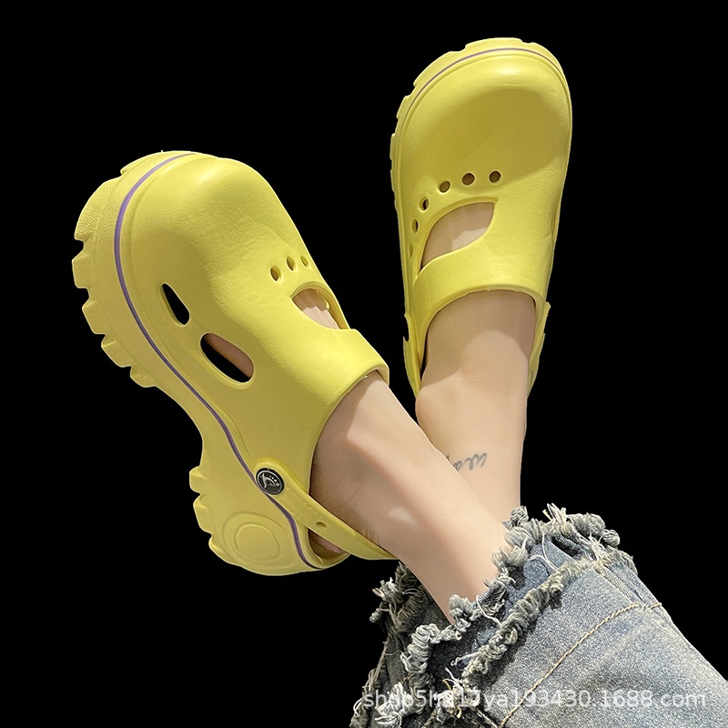 Giày lỗ cao gót đế dày 7CM thời trang thoáng khí đi ra ngoài mùa hè cho nữ